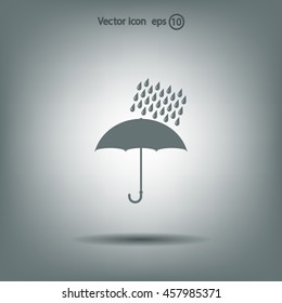 Umbrella and rain drops. Vector illustration