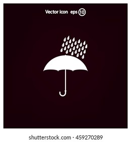Umbrella and rain drops. Vector illustration