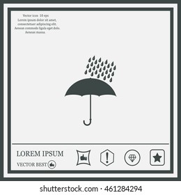 Umbrella and rain drops. Vector illustration