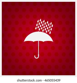 Umbrella and rain drops. Vector illustration