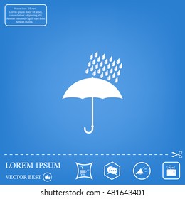 Umbrella and rain drops. Vector illustration