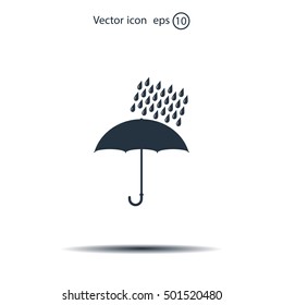 Umbrella and rain drops. Vector illustration