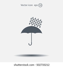 Umbrella and rain drops. Vector illustration