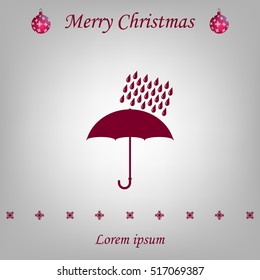 Umbrella and rain drops. Vector illustration