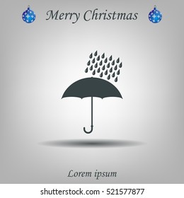 Umbrella and rain drops. Vector illustration