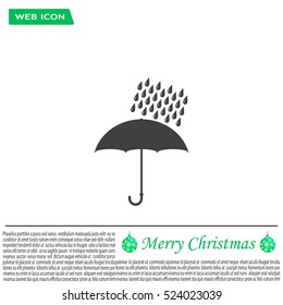 Umbrella and rain drops. Vector illustration