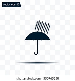 Umbrella and rain drops. Vector illustration