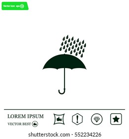 Umbrella and rain drops. Vector illustration