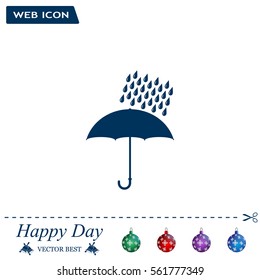 Umbrella and rain drops. Vector illustration