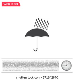 Umbrella and rain drops. Vector illustration