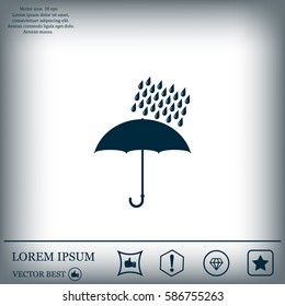 Umbrella and rain drops. Vector illustration