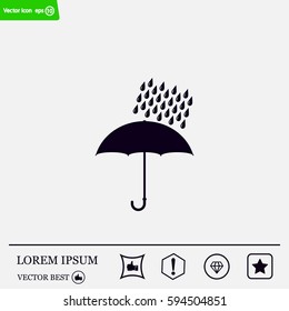 Umbrella and rain drops. Vector illustration