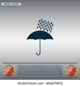 Umbrella and rain drops. Vector illustration
