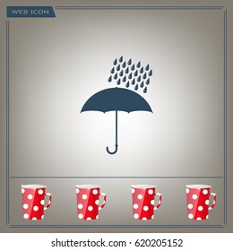 Umbrella and rain drops. Vector illustration