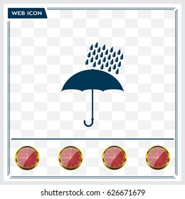Umbrella and rain drops. Vector illustration