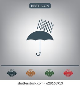 Umbrella and rain drops. Vector illustration