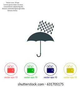 Umbrella and rain drops. Vector illustration