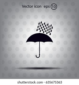 Umbrella and rain drops. Vector illustration