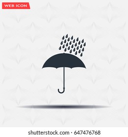 Umbrella and rain drops. Vector illustration