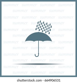 Umbrella and rain drops. Vector illustration