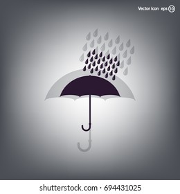 Umbrella and rain drops. Vector illustration