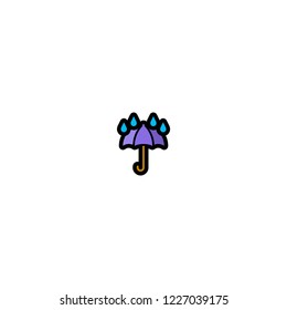 Umbrella with rain drops. Vector isolated flat icon