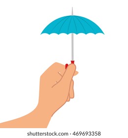umbrella rain hand weather water parasol safety season holding vector illustration isolated