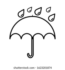 Umbrella rain icon design. Umbrella with rain drops icon in trendy outline style design. Vector illustration.