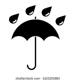 Umbrella rain icon design. Umbrella with rain drops icon in modern silhouette style design. Vector illustration.