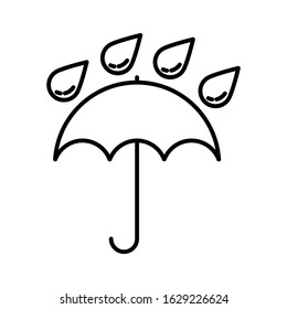 Umbrella rain icon design. Umbrella with rain drops icon in trendy outline style design. Vector illustration.