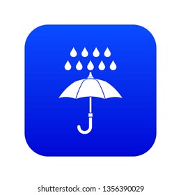 Umbrella and rain icon digital blue for any design isolated on white vector illustration