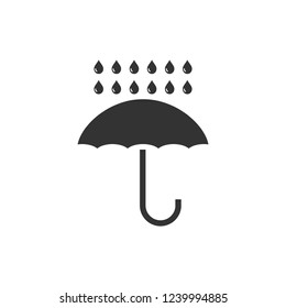 Umbrella and rain. Icon Flat
