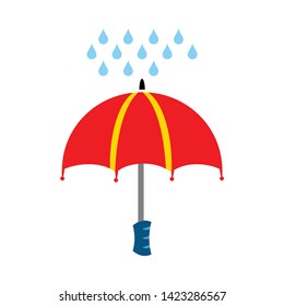 umbrella with rain icon. flat illustration of umbrella with rain vector icon for web