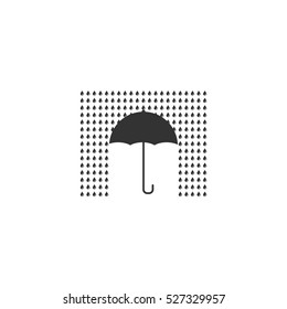 Umbrella and rain icon flat. Illustration isolated vector sign symbol