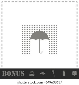 Umbrella and rain icon flat. Simple vector symbol and bonus icon