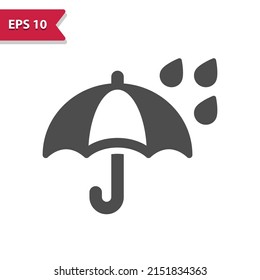 Umbrella, Rain Icon. Raining, Weather, Raindrop, Droplet. Professional, Pixel Perfect Icon, EPS 10 Format.