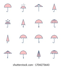 Umbrella, rain icon set. Simple umbrella, season, rainy colored line icon sign concept. vector illustration. 