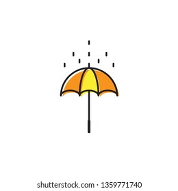 Umbrella and rain icon vector flat design isolated on white background