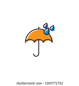 Umbrella and rain icon vector flat design isolated on white background