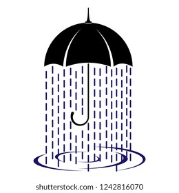 Umbrella and rain icon. Vector illustration of an umbrella on the background of rain. Logo umbrella.
