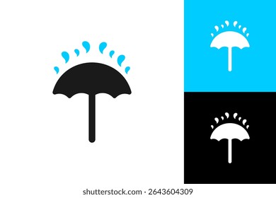Ícone de chuva guarda-chuva água tempo úmido logotipo isolado