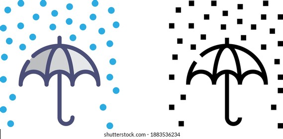 Umbrella with rain icon, waterproof icon, vector illustration