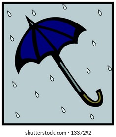 umbrella in the rain illustration