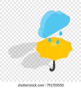 Umbrella and rain isometric icon 3d on a transparent background vector illustration