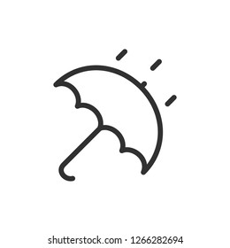 umbrella and rain. linear icon. Line with editable stroke