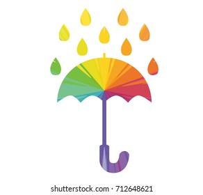umbrella rain multicolored abstract icon