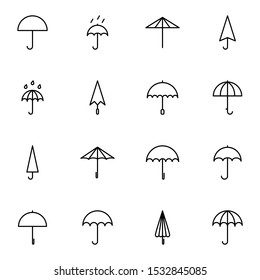 Umbrella, rain outline icon set. creative umbrella, weather line icons sign vector illustration.