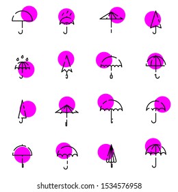 Umbrella, rain outline icon set. creative umbrella, weather modern icons sign vector illustration.