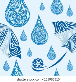 Umbrella rain pattern seamless background vector illustration