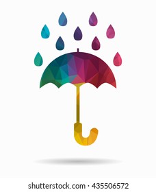 umbrella rain poly icon